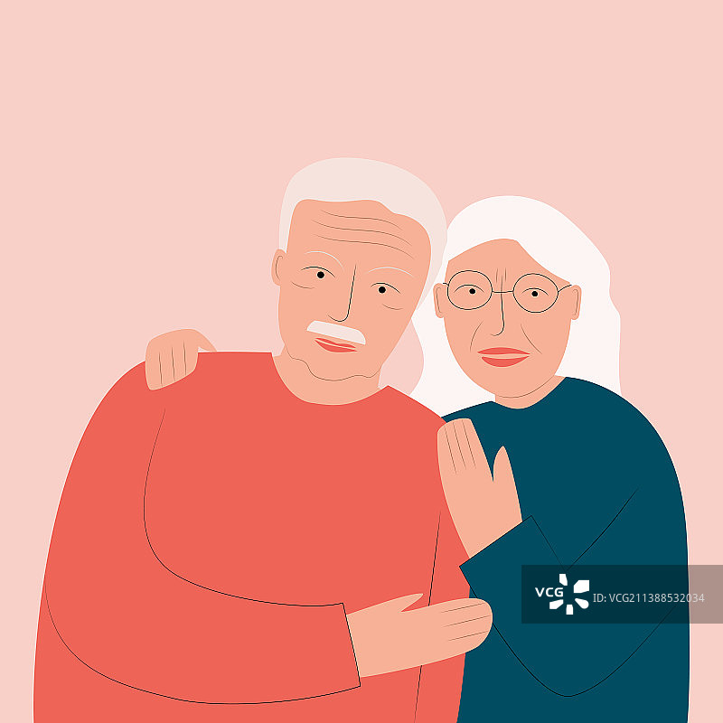 一对老年夫妇的拥抱图片素材
