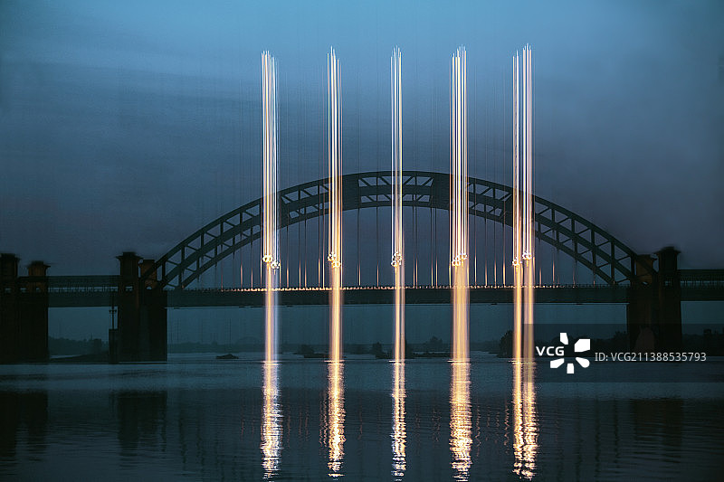 城市景观河流桥梁日出风景河南洛阳风光壁纸图片素材