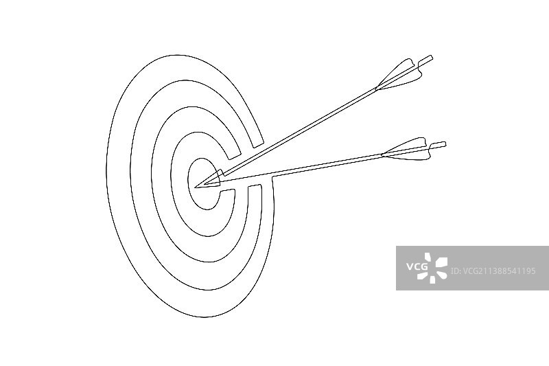 带有两个箭头靶子的一笔画图片素材