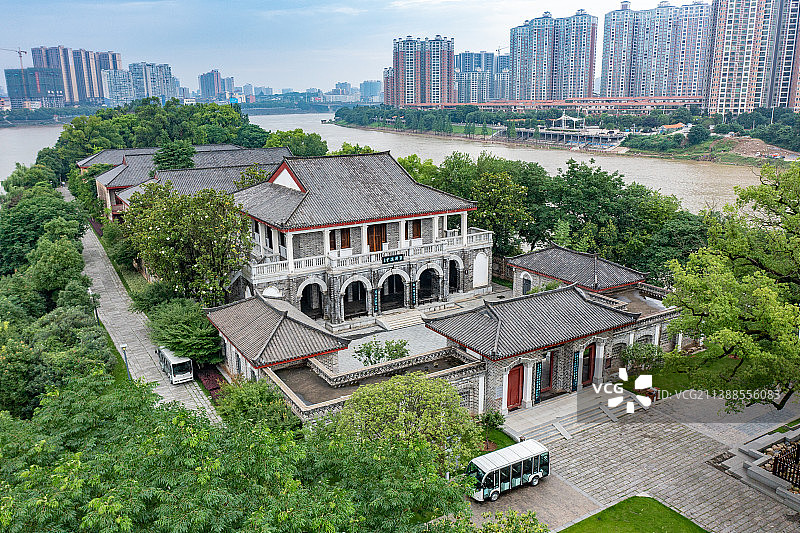 航拍湖南衡阳东洲岛船山书院图片素材