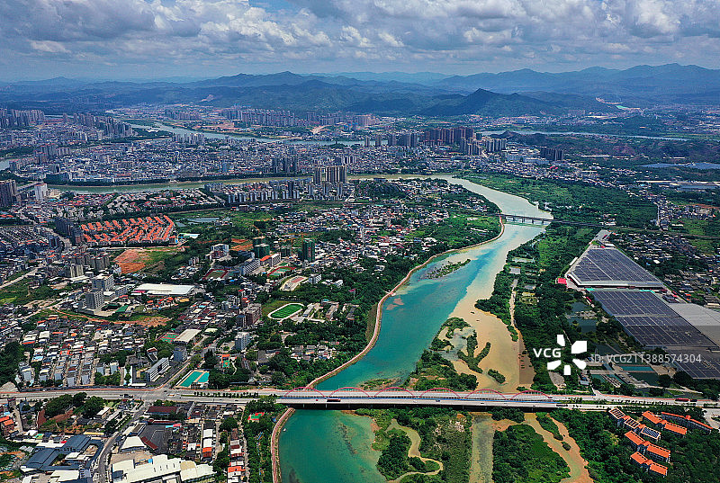 广东省河源市东源县万绿湖新丰江水库大坝景区航拍图片素材