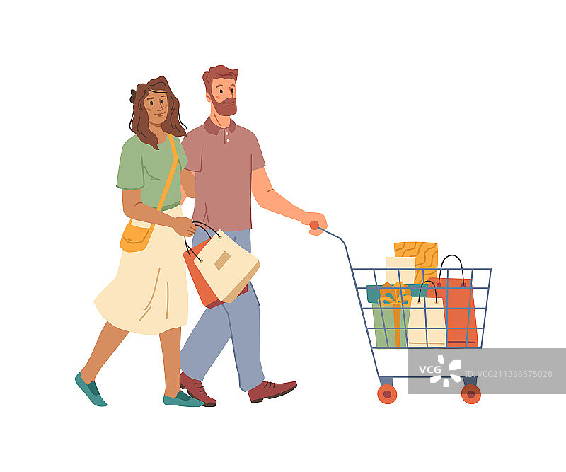 幸福家庭情侣购物图片素材