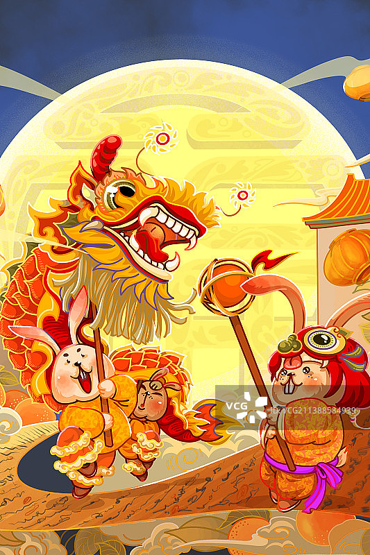 国风兔年创意插画图片素材