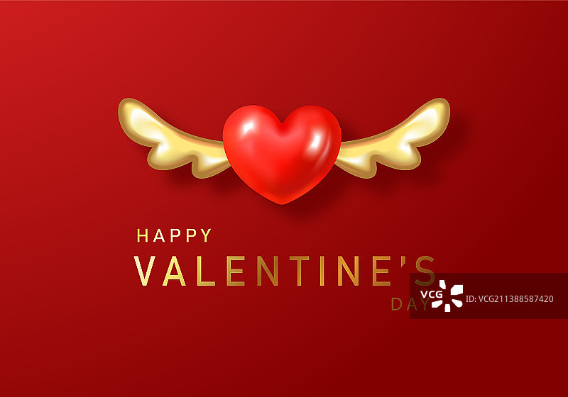 逼真3D红色情人节海报图片素材