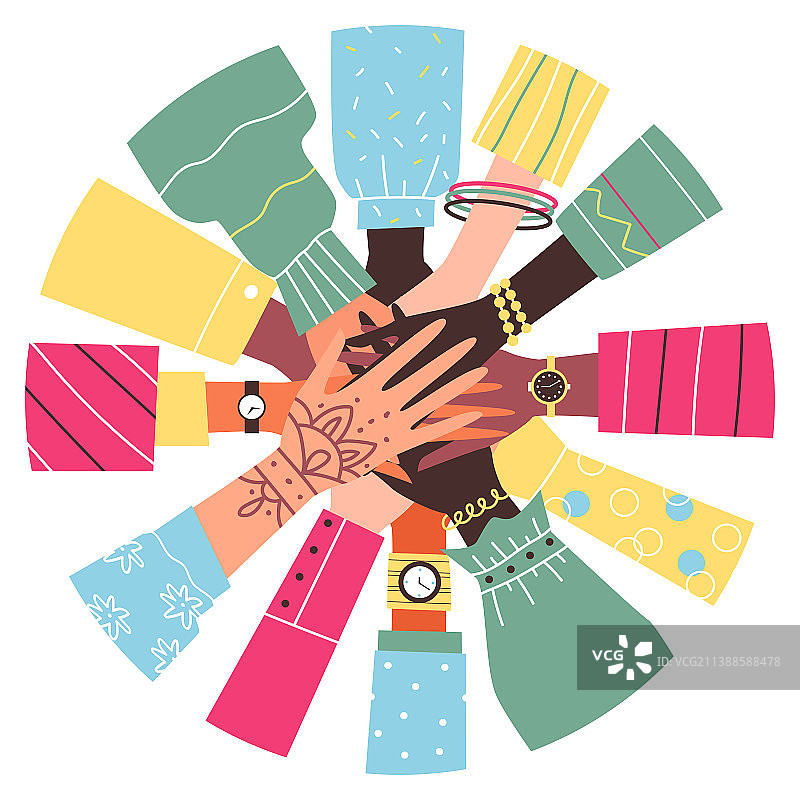 人们手牵手围成一个圈图片素材