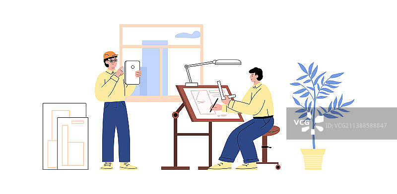 建筑师与土木工程师合作项目图片素材