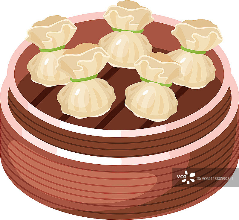 中式点心彩色图标：亚洲小吃图片素材
