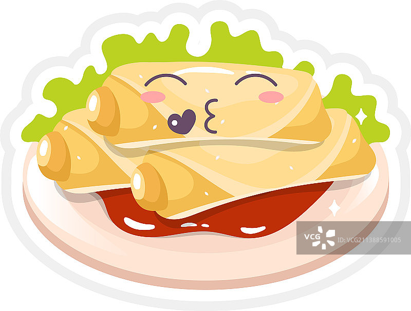 中国春卷可爱卡通形象图片素材