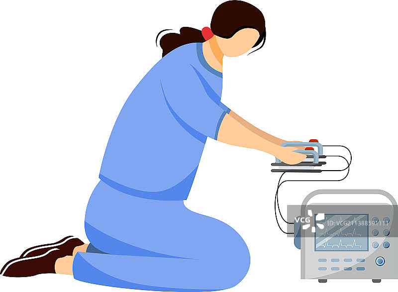 急诊医生使用除颤器扁平风格图片素材