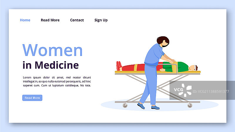 医疗急救主题女性着陆页模板图片素材