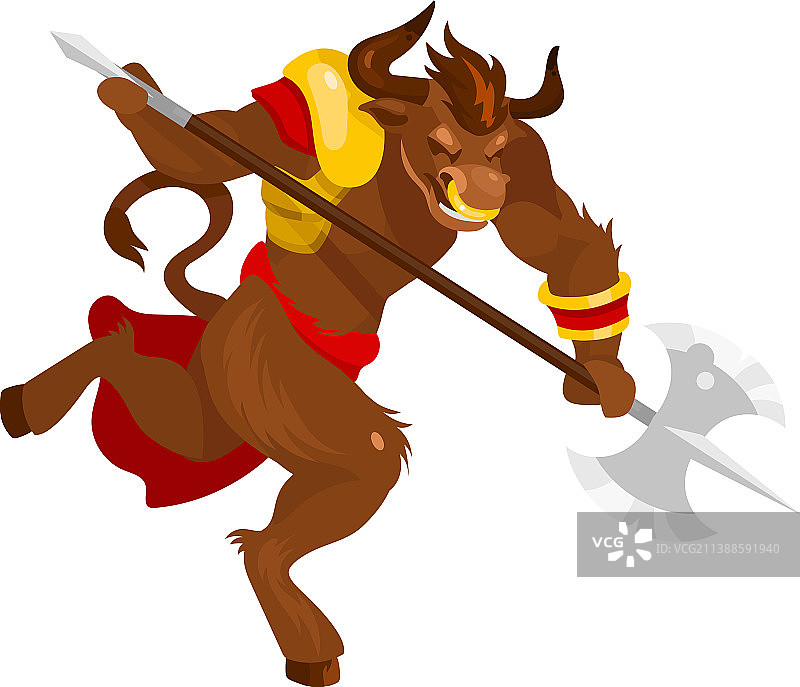 米诺陶斯神话生物扁平风格图片素材