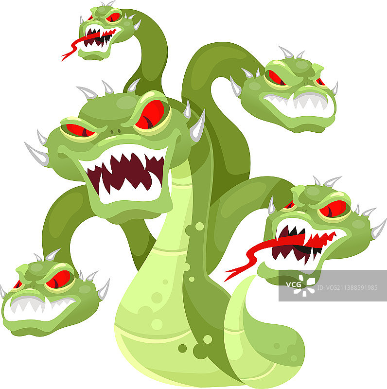 扁平风格神话生物多头长蛇图片素材