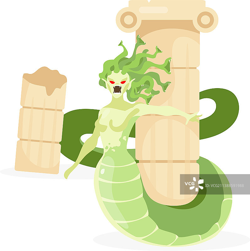扁平风格美杜莎神话生物图片素材