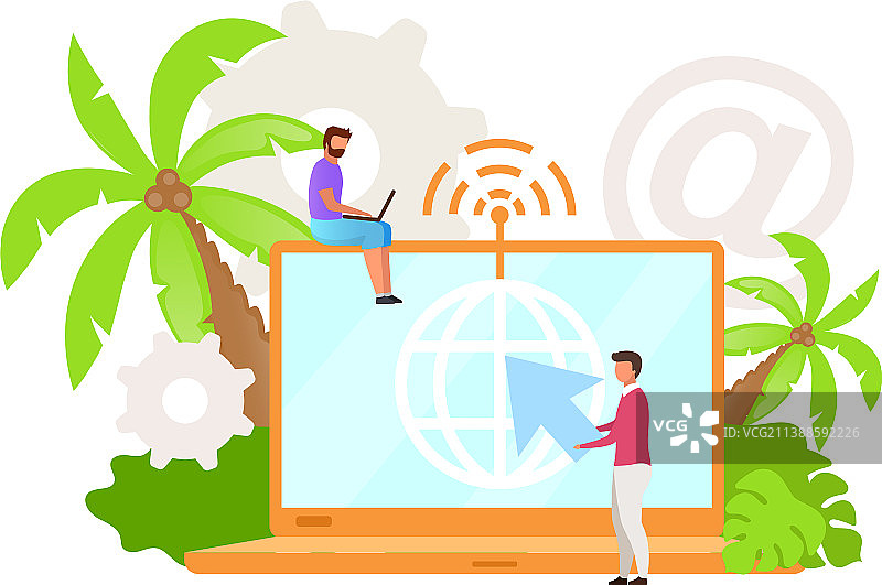 互联网供应商虚拟办公室远程办公图片素材