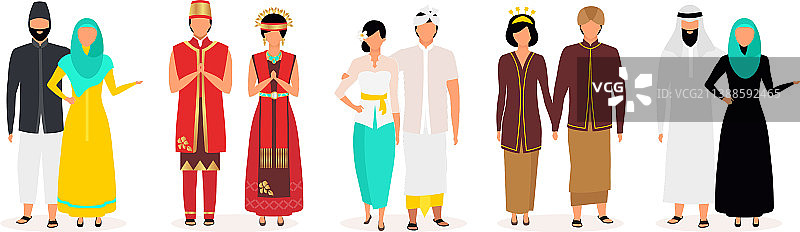 印尼土著亚洲人扁平人物图片素材