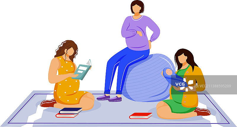 年轻母亲和孕妇在休息室图片素材