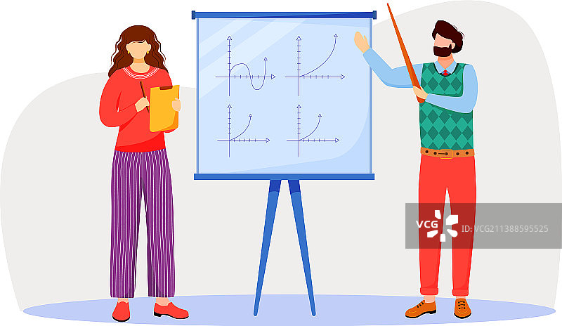 教师在白板上讲解数学图表图片素材