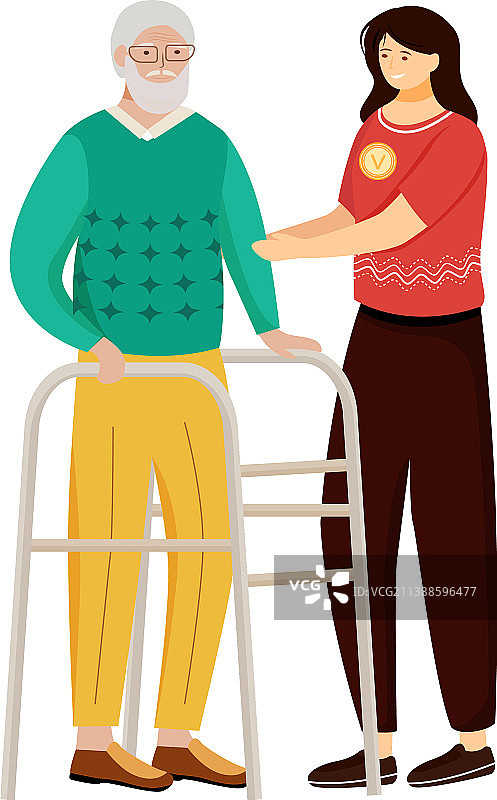 老年护理，快乐退休人员与护士图片素材