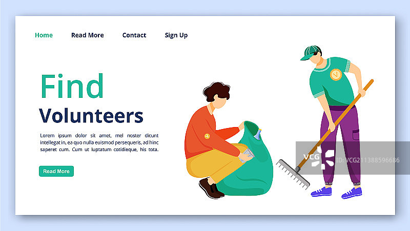 寻找志愿者着陆页模板图片素材