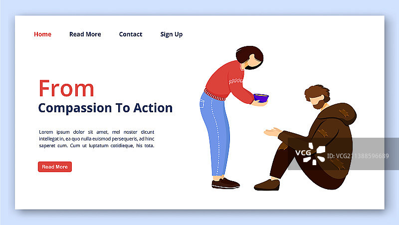 从同情到行动着陆页模板图片素材