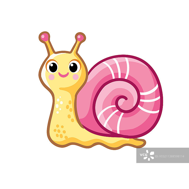 白色背景上的可爱蜗牛图片素材