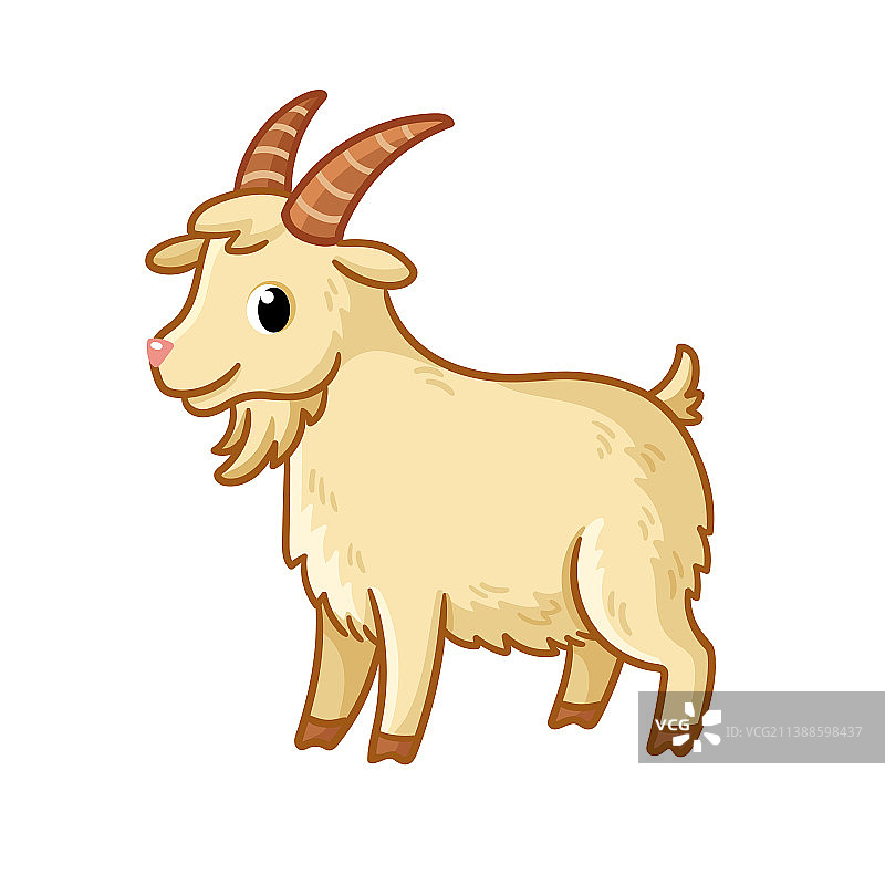 可爱的卡通山羊站立白色背景上图片素材