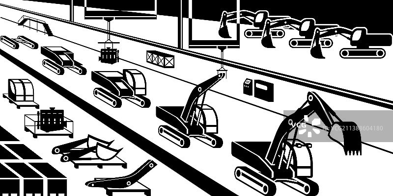 挖掘机装配线图片素材