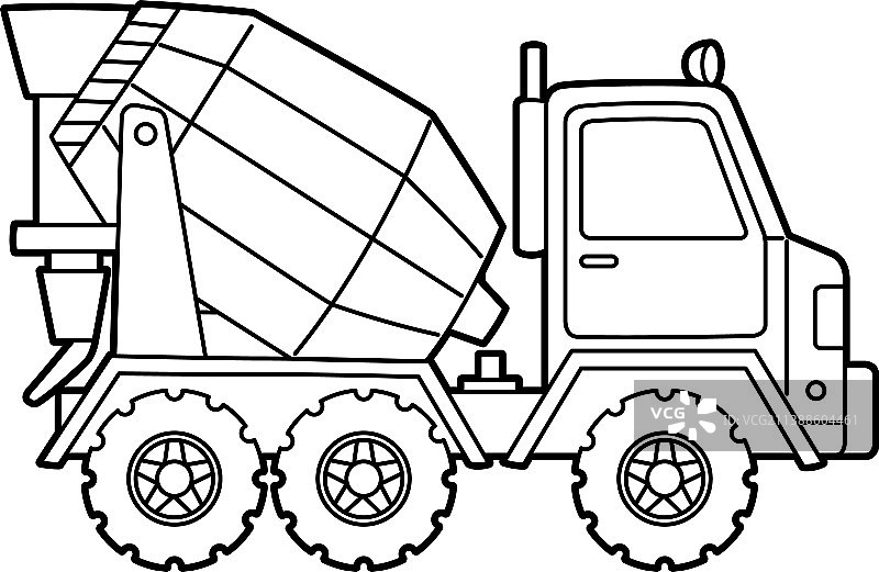 儿童混凝土搅拌车涂色页图片素材