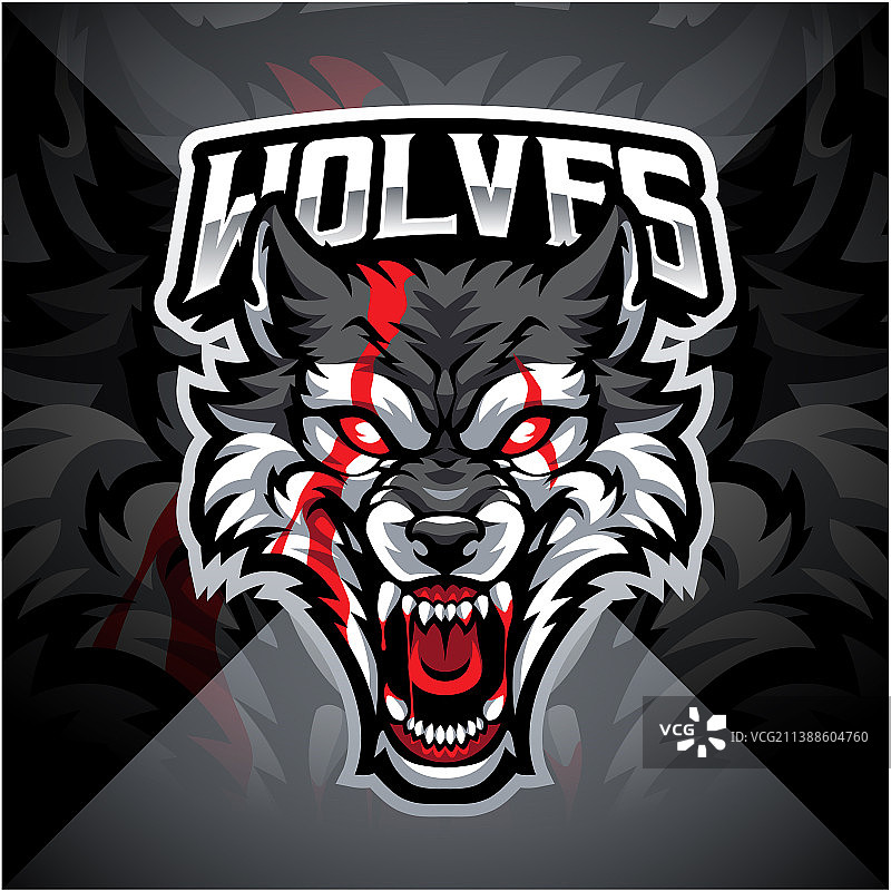 狼头电竞吉祥物Logo设计图片素材