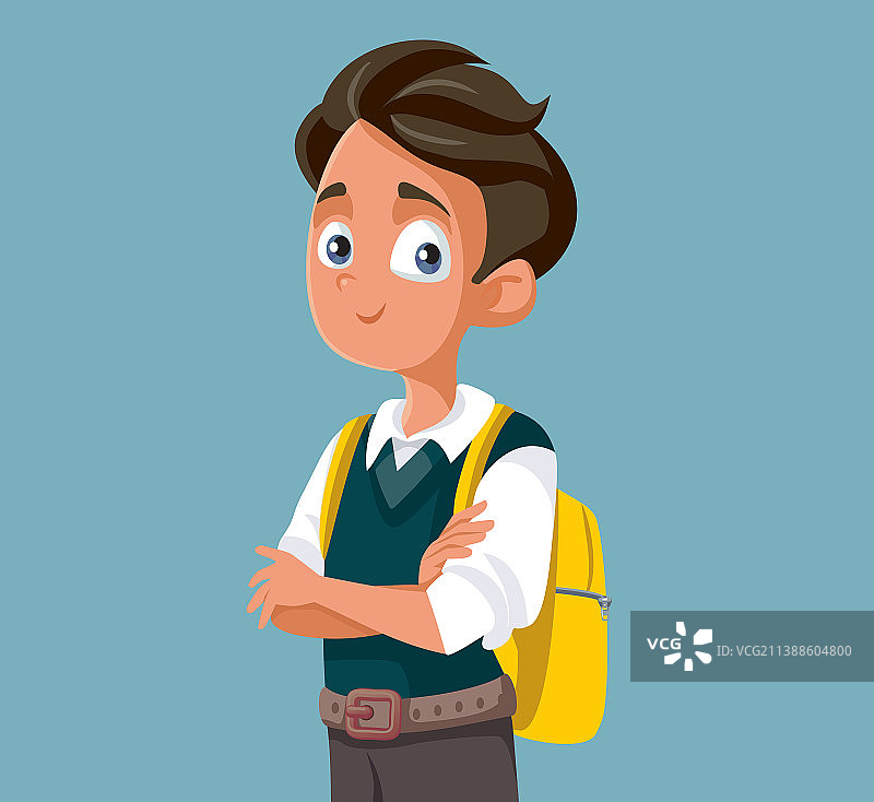 快乐的男学生背包卡通图片素材