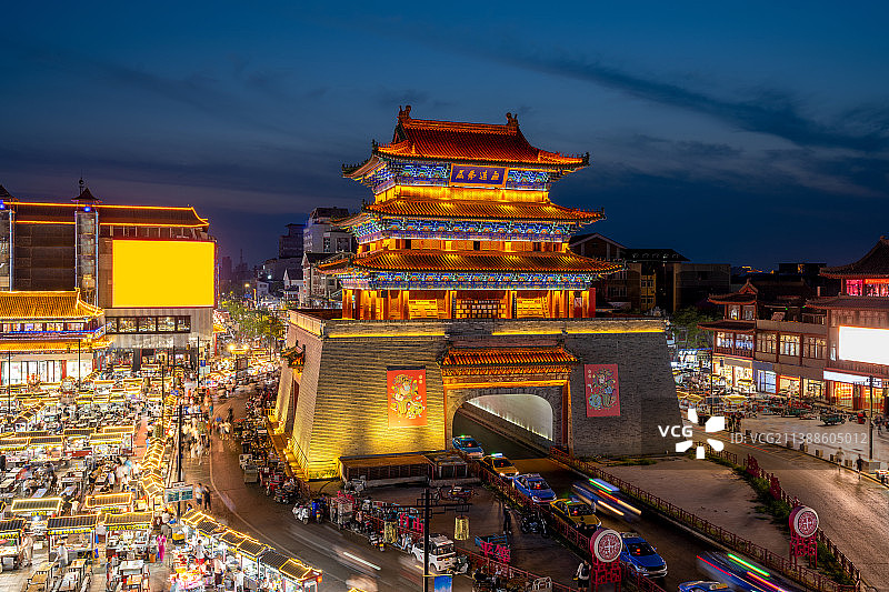 中国河南开封鼓楼夜景城市风光图片素材