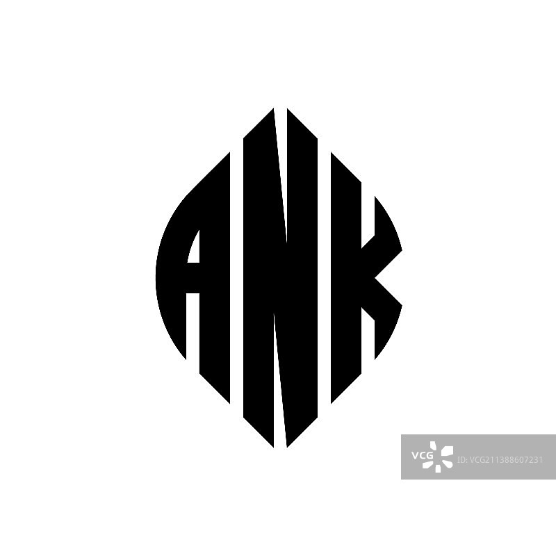 带有圆圈的ANK字母圆形标志设计图片素材