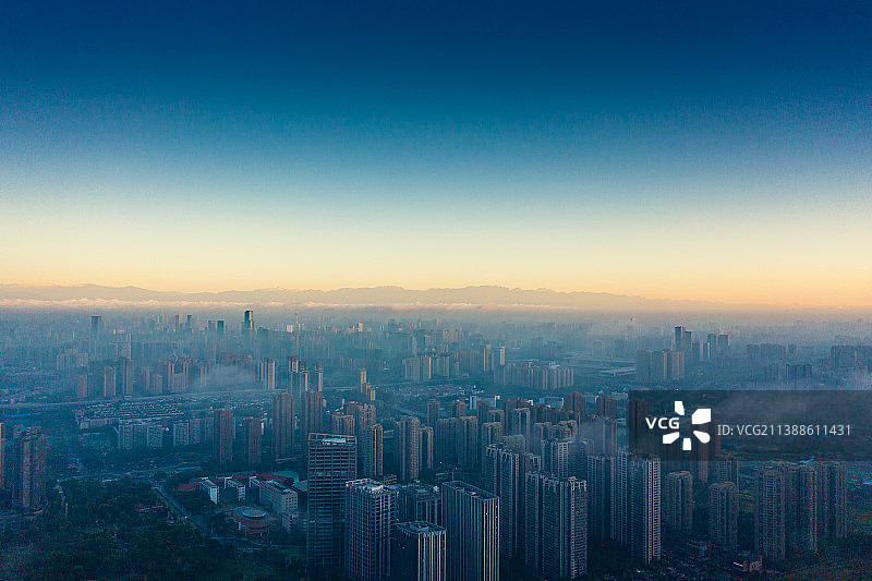 成都城市天际线航拍图片素材