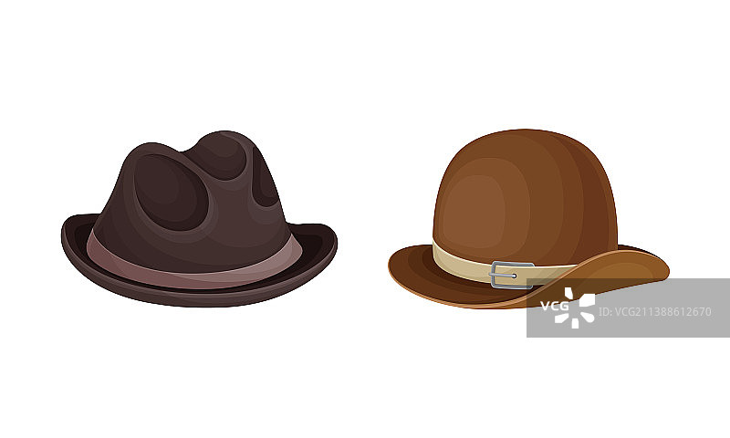 优雅的头饰套装：经典棕色男士毡帽图片素材