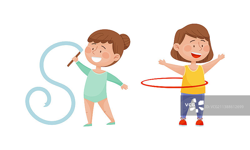 儿童体操：小女孩锻炼图片素材