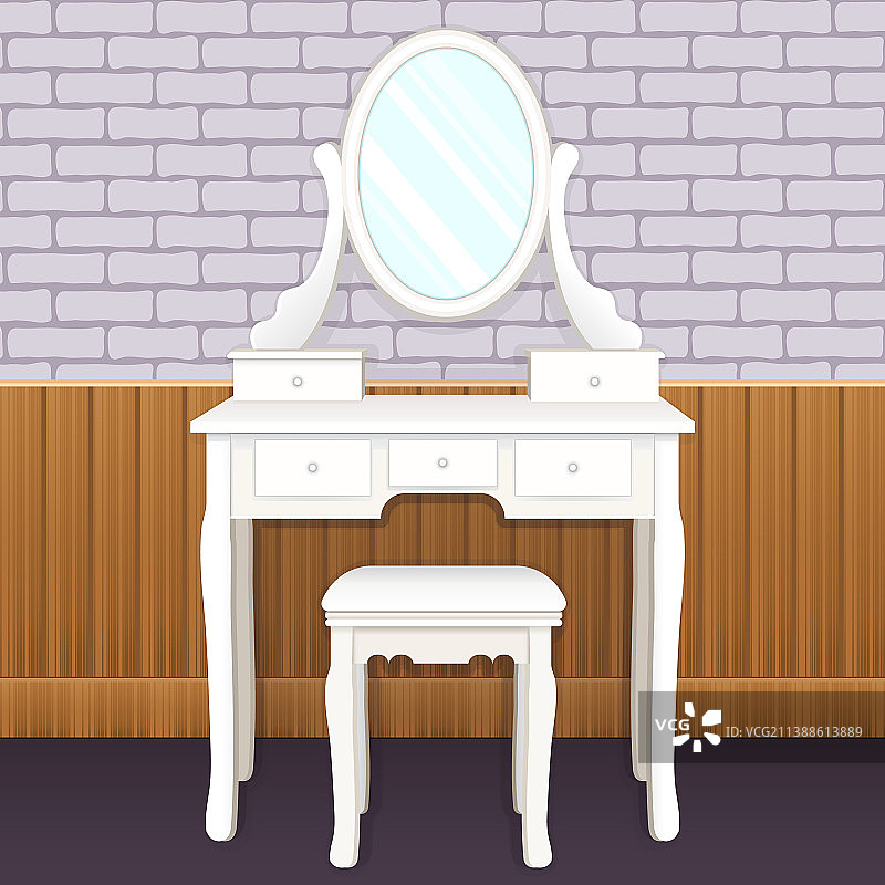 带灯镜子的梳妆台图片素材