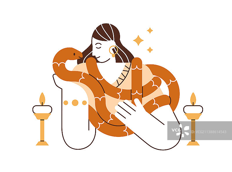 女巫与魔法蛇及蜡烛图片素材