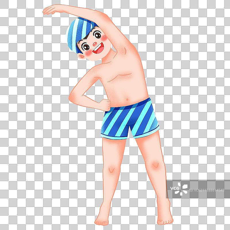 泳装热身运动的男孩元素图片素材