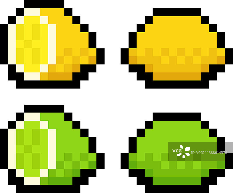 像素8位柠檬和酸橙包 - 隔离图片素材