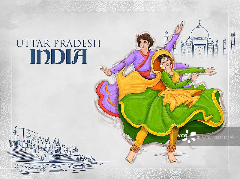 情侣表演卡塔克民间舞蹈图片素材