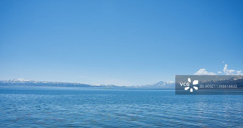 蓝色天空白云湖泊全景图片图片素材