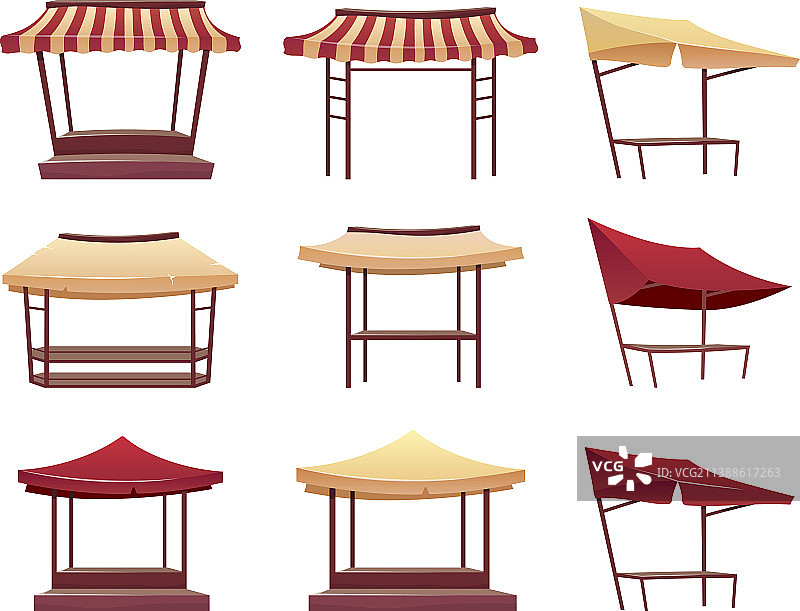 空的集市凉篷卡通场景空白街道图片素材