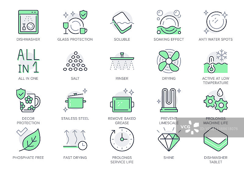 洗碗机清洁剂线性图标图片素材