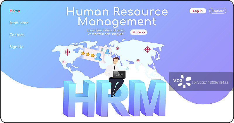 人力资源管理着陆页扁平配色图片素材