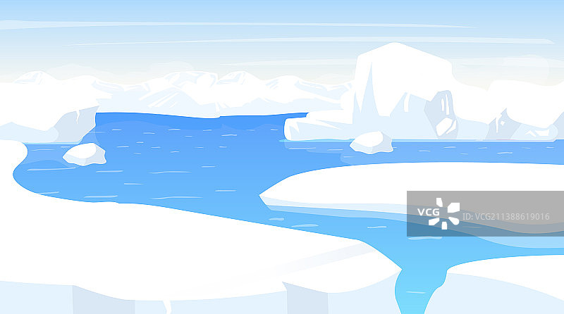 南极南极洲平坦景观与冰山图片素材