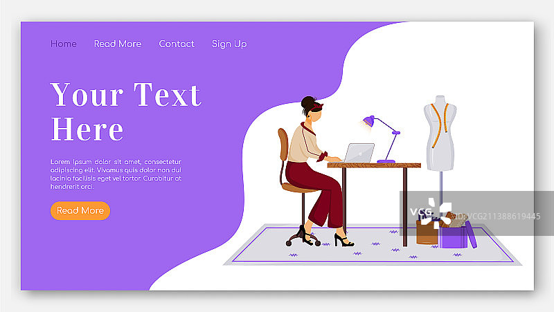 扁平风格时尚设计师着陆页模板图片素材