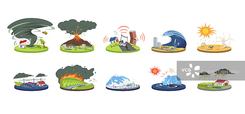 极端天气自然灾害卡通合集图片素材