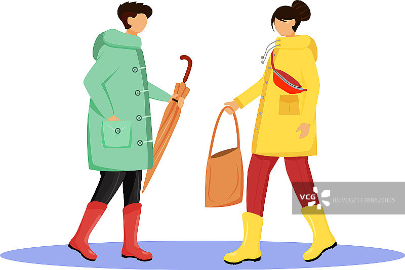 穿雨衣的扁平人物图片素材