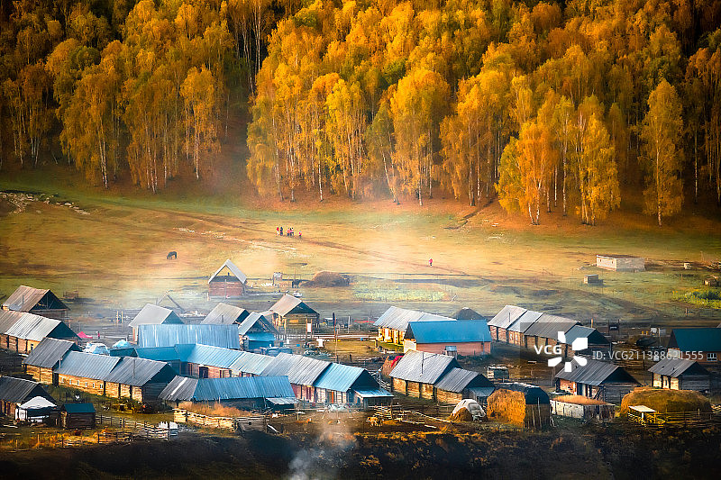 禾木村的清晨图片素材