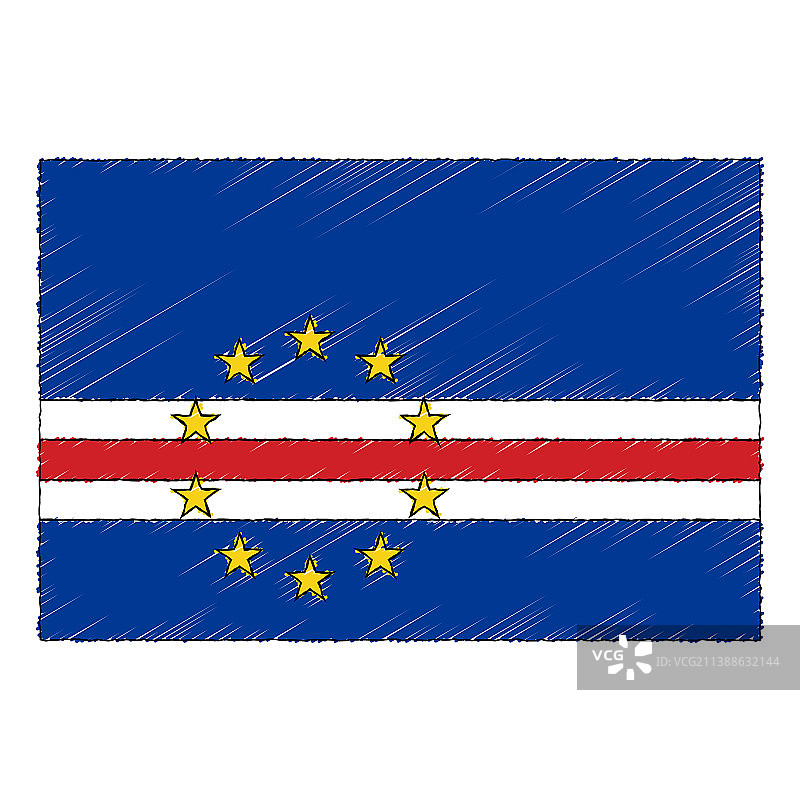 手绘佛得角国旗涂鸦图片素材